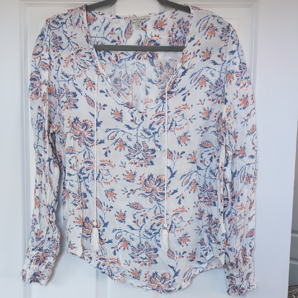 Lucky Brand Blue and Orange Floral Blouse